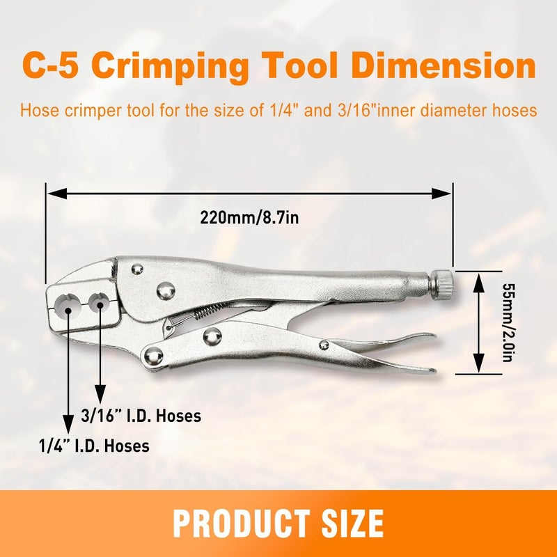 Campfire RK-26 1/4" Hose Repair Kit With C-5 Crimping Tool, Compatible With CK24 And WM24, Air Hose Repair Kit Includes B Size Fittings For 3/16" And 1/4" Id Hoses - Image 4